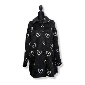 Avec Les Filles Heart Print Oversized Button Down Shacket Women's 2X NWT